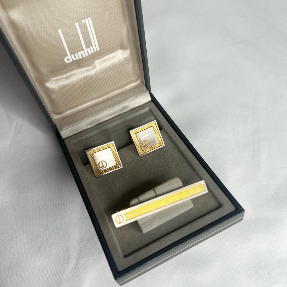 *DUNHILL* Vintage NIB Cuff Links & Tie Clip Set